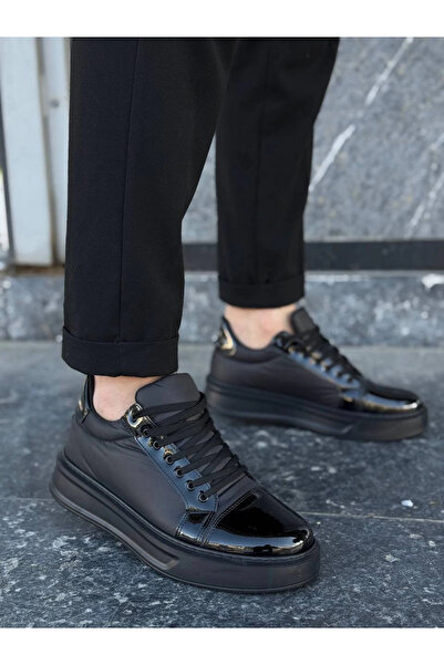 ZENGEZUR MALL Drnds Kb-X46 Kuback Black Patent Leather High Black Sole Casual Sneakers (221052) (Size: 40)