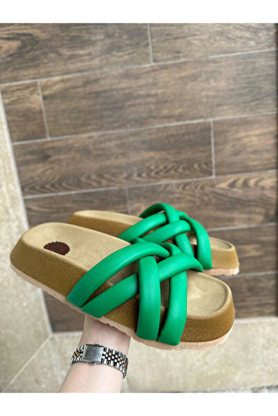 ZENGEZUR MALL Drnds Tenda Green Skin Slippers (223800) (Size: 37)