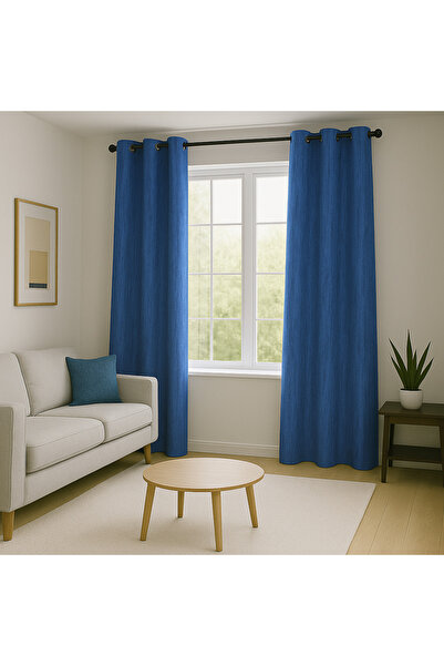 Brava Casa Safira Serenade Curtain, Sapphire Blue, Elegant Pattern, Lead Wire, Rings, Total Size 350x240