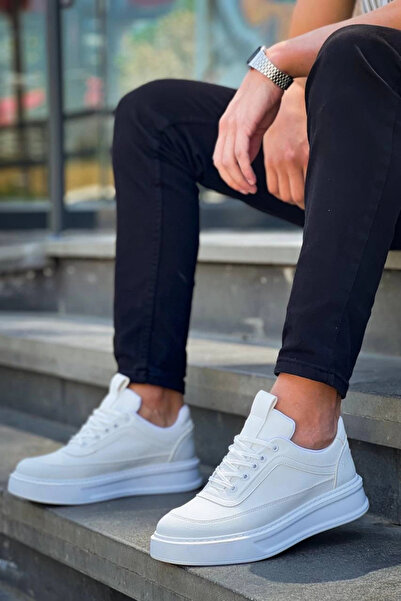 ZENGEZUR MALL Drnds Kb-006 Kuback White Leather High Sole Lace-Up Casual Men's Shoes (222300) (Size: 41)