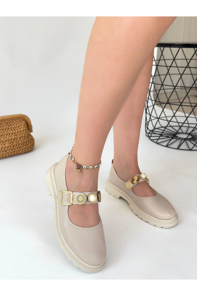 ZENGEZUR MALL Drnds Okira Beige Leather Oxford Shoes (220239) (Size: 36)