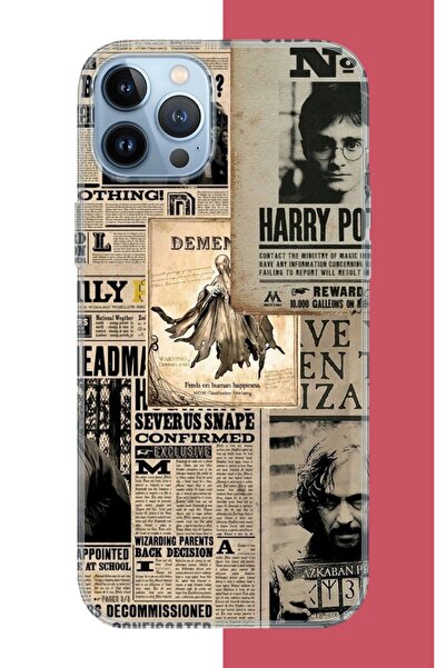 Aksesuarist Iphone 13 Pro Uyumlu Gazete Kolaj Harry Potter UV Baskılı Silikon...
