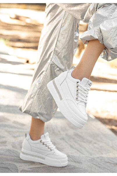 ZENGEZUR MALL Drnds Lulu White Leather Lace-Up Sneakers (223102) (Size: 36)