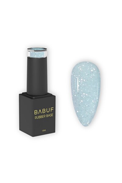 BABUF Rubber Base Elsa Blue 15ml – Glazed Blue Base with Fine Glitter, Code RBG11