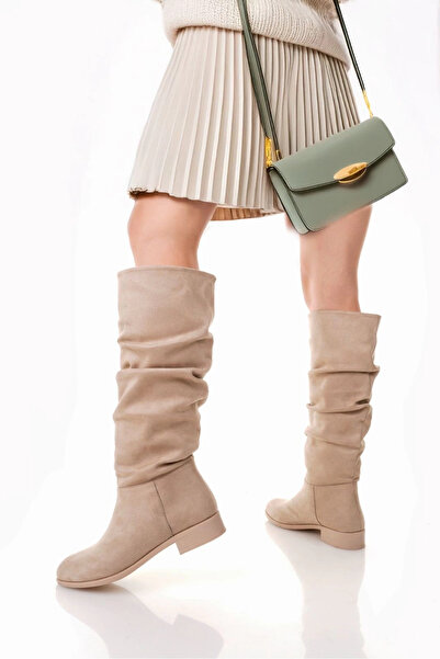 ZENGEZUR MALL Drnds Winda Beige Suede Gusseted Boots (222135) (Size: 37)