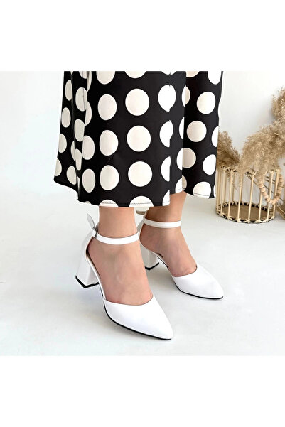 ZENGEZUR MALL Drnds Mulen White Leather Heeled Shoes (221002) (Size: 36)