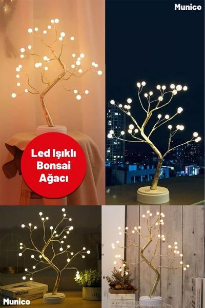 Munico Modern LED Dekoratif Ağaç – 108 LED, Sıcak Beyaz Işık | Ev, Ofis ve He...