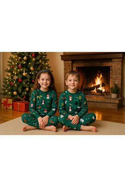 İsobel Kids Yilbaşi Temali -%100 Pamuk- 2 İpli̇k Yumuşak Dokulu- Canli Renkl...