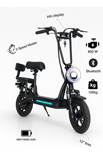 niyazi Two-seater electric scooter for adults, 48V 800W, with storage basket ...
