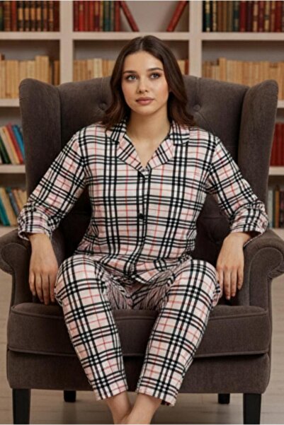 MORRO Stretch Fabric Viscose Long Sleeve Women's Pajama Set |   Comfortable Button-Down Collar Stylish Nightgown Home Wear