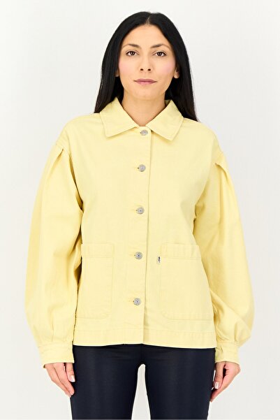 Levi's Women Plain Denim Jacket, Yellow