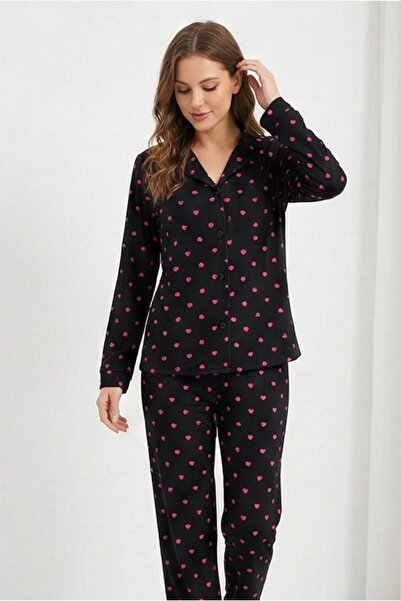 MORRO Stretch Fabric Viscose Long Sleeve Women's Pajama Set |   Comfortable Button-Down Collar Stylish Nightgown Home Wear