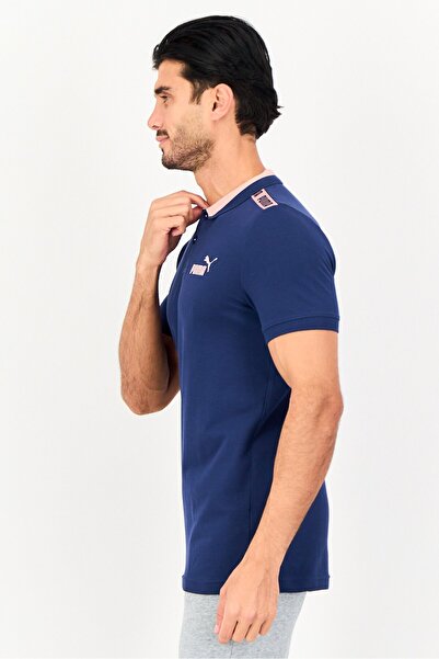 Puma Men Slim Fit Brand Logo Short Sleeve Outdoor Polo Shirt, Navy