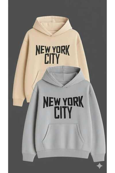 woonkey Unisex Premium Hooded Streetwear Hoodie 2-Piece Set Trend Model Sweatshirt Special Printed Models