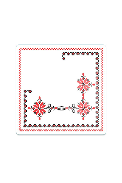 Decovetro Glass Presentation Serving Plate Set of 3 Square with Cross Stitch Pattern
