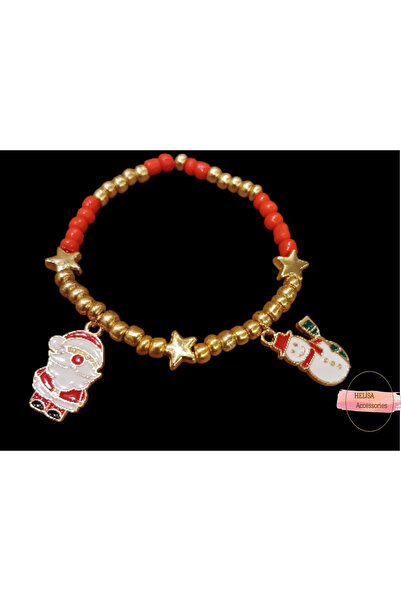 HELİSA ACCESSORİES سوار من الخرز المرصع بالنجوم مع تمثال الرجل الثلجي وسانتا ...