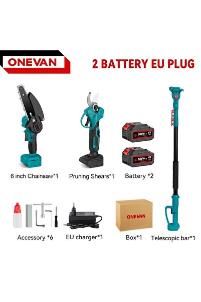 Campion MOTOYAMA JAPAN Chain saw, brushless motor, adjustable lengths, 2 batteries, 1.08 m / 1.57 m / 2.01 m