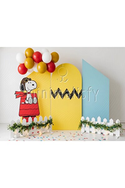 Minimalisfy Pilot Snoopy, Balonlu Parti ve Kırmızı Kulübe Çocuk Doğum Günü 20...