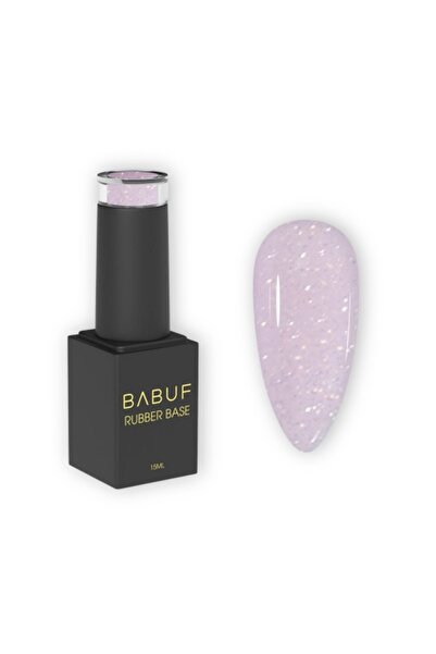 BABUF Lilac Rubber Base 15ml – Pastel Purple Self-Leveling Base with Fine Glitter
