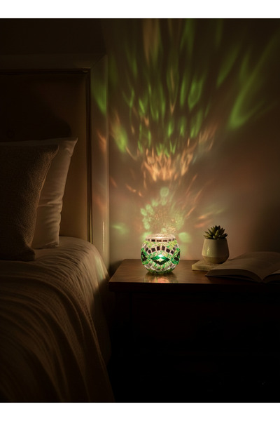 Solenza Mozaik Cam Mumluk – Dekoratif LED/Mum Işığı – El Yapımı Mavi Mozaik D...