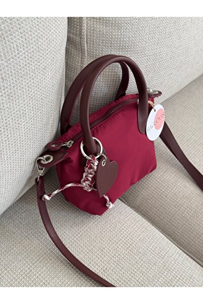 BAGLOVİS Daily Fabric Small Burgundy Women's Shoulder Bag En18 Boy15