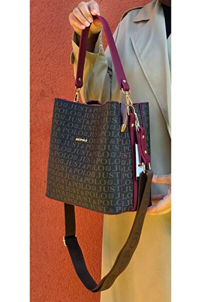 Just Polo Justpolo Women's Coffee Burgundy Short and Long Adjustable Shoulder Bag