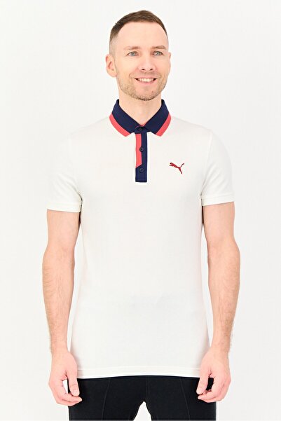 Puma Men Slim Fit Short Sleeve Outdoor Polo Shirt, White
