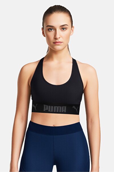 Puma Women Plus Size Brand Logo Padded Sports Bra, Black