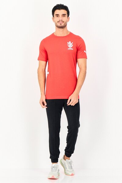 Puma Royal Challengers Bangalore Men Regular Fit Short Sleeve Cricket T-Shirt, Red
