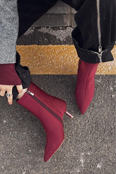 I Love Shoes Evelin Women's Diver Thin Heeled Boots Burgundy