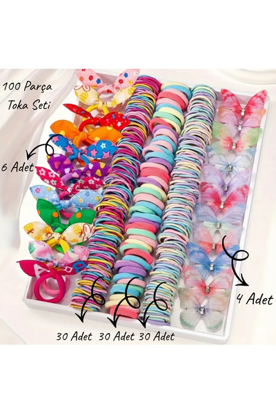 MutluBiDünya Kız Çocuk 100 Parça Toka Seti