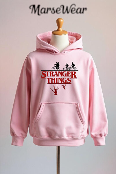 Vordevia سويت شيرت قطني كبير الحجم مطبوع عليه "أشياء غريبة" بثلاث خيوط