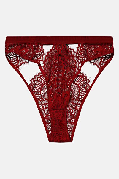 Asos Design Women Lace Brazilian Panty, Red