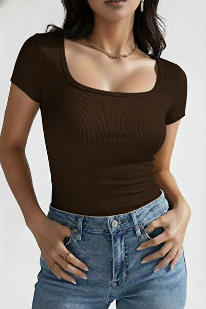 Nerth U-Neck Short Sleeve Corded Fabric Cotton Blouse