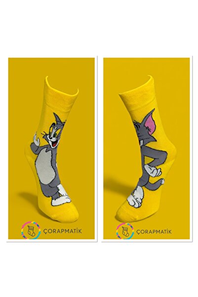 çorapmatik Tom Çizgi Film Karakteri Renkli Soket Çorap