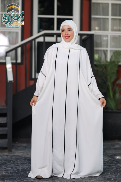SIDRAALMONTAHA عباية موديل الرحاب ابيض خامة كريب اصلي