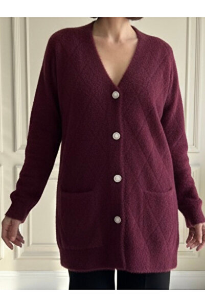 tiriTEK TRİKO Tri̇ko Yumoş Knitwear Cardigan / Burgundy