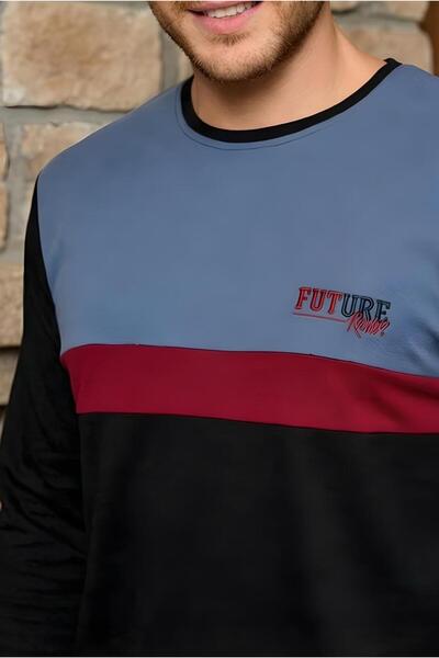 MORRO 100% Cotton Men's Long Sleeve Color Block Casual Clothing Set. - Pajama Set