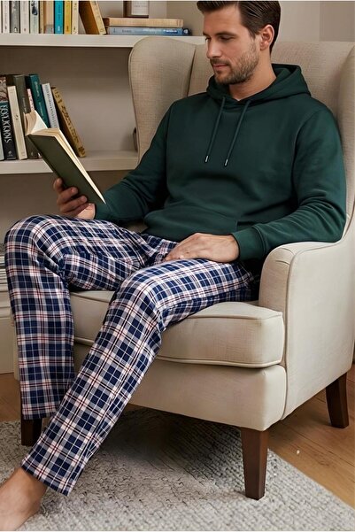 MORRO Men's 100% Cotton Interlock Pajama Bottoms Casual Home Wear Comfortable Plaid Pajama Bottoms