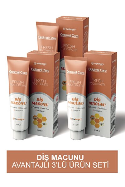 mybinary معجون أسنان أوبتيمال كير خالٍ من الفلورايد مع الصبار والعكبر 3 × 75 مل