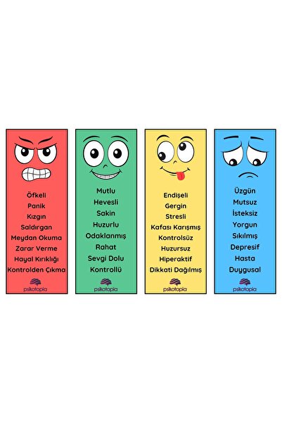 Psikotopia Duygu Tanıma Kartları Ayraç Boyutunda