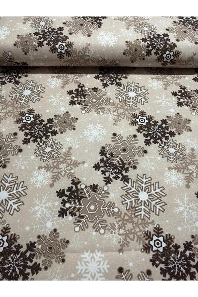 EKUMASCI Yılbaşı Deseni - Rustik Kış Masalı Duck Keten - Su İtici - 100x180CM...