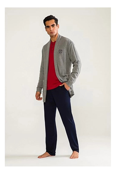 D'S Damat 5-Piece Knit Robe Groom Men's Pajama Set