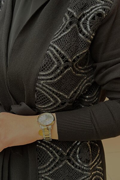 Ghisa Sequin Guipure Detailed Knitwear Cardigan