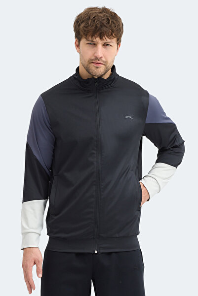 Slazenger Kylora Men's Mock Neck Zippered Black Sweatshirt