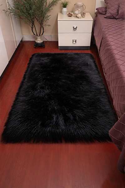 FeelHome Puffin Yumuşacık Pofuduk Kuzu Post Premium Kalite Kaymaz Taban Düz Kürk Halı Makinede Yıkanabilir