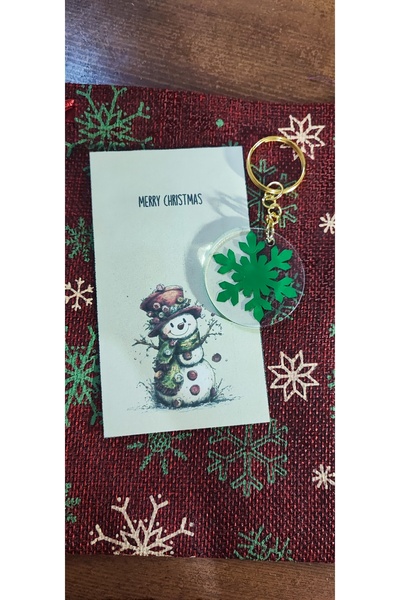 Butenin Atölyesi سلسلة مفاتيح جديدة للعام الجديد، هدية عيد الميلاد، مع ملصق فينيل على شكل ندفة ثلج على البليكسي. 10 قطع