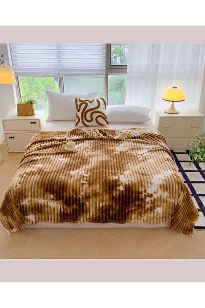 Truva Grup Cocolino Embossed Striped Blanket, 200x230 cm – Fluffy Blanket for Double Bed