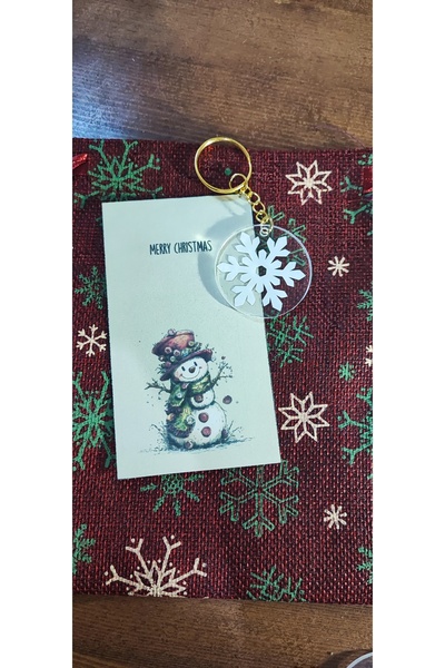 Butenin Atölyesi Welcome to School Gift, New Year, Christmas Gift, Snowflake Vinyl Sticker Keychain on Plexiglass. 10 Pieces