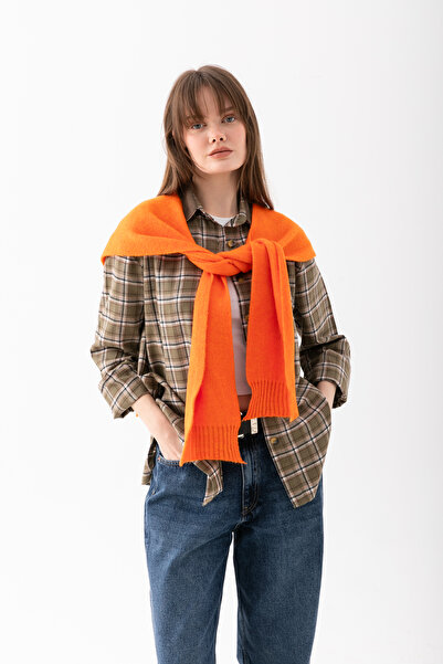 Wega Moda Yumoş Square Patchwork Scarf - Sports Knitwear Knitted Shoulder Scarf - Puffy Soft Textured Scarf